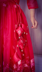 Megenta pink organza Lehenga set