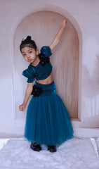 Teal blue skirt & top