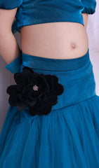Teal blue skirt & top