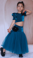 Teal blue skirt & top