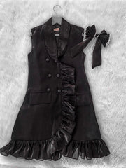 Black Blazer Dress with complimentary pearl hair bow