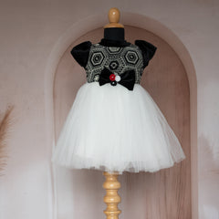 Monochrome Rosette Tulle Party Dress